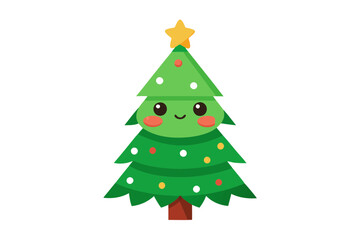Fototapeta premium Minimalist Cute Christmas Tree Vector on White Background