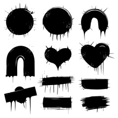 Ink Blots and Smudges Pack. A set of black ink blots and smudges with unique abstract shapes for creative use.