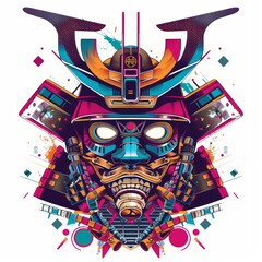 Samurai mask robot with premium quality stock vector