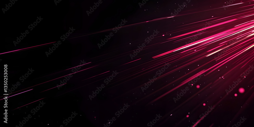 Poster rays of red light in dark space. traces of energy. neon lines create the effect of dynamics and spee