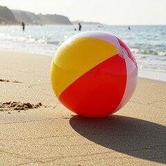 Obraz premium Beach Ball on Sandy Shore: A Vibrant Summer Scene