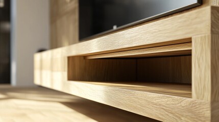 Modern Minimalist Oak Wood TV Stand Design