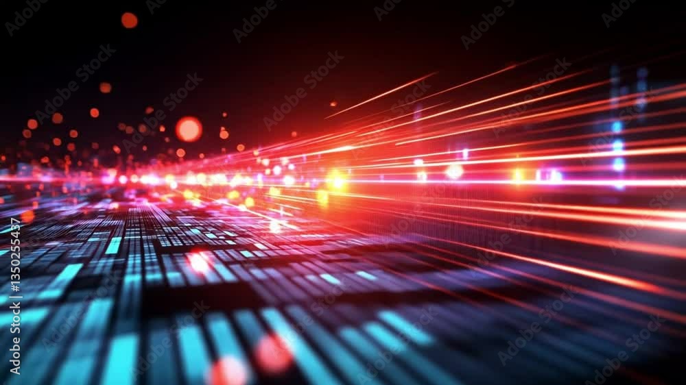 Aufkleber vibrant digital light trails creating a dynamic motion effect