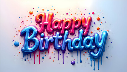 Happy Birthday text designed with a liquid effect
