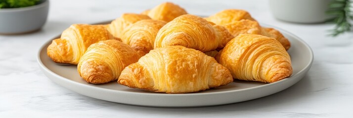 Golden, flaky croissants on a plate