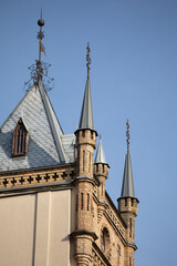 Obraz premium Architectural detail of historic Raduszkiewicz Palace in Piromontas, Vilnius, Lithuania