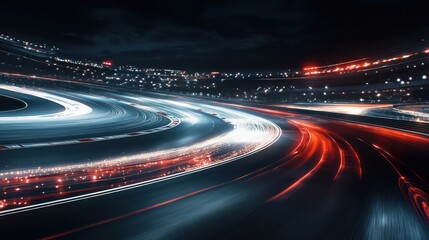 Night Race Track Speed Blur City Lights