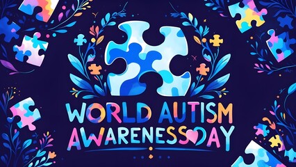 Fototapeta premium World Autism Awareness Day on 2nd April, autism template, template for banner, poster and card created with generative ai