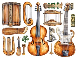 Naklejka premium Watercolor Musical Instruments Collection.