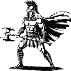 Obraz premium Viking Warrior vector illustration on white background, knight with sword vector 