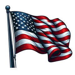 American flag vector illustration of Memorial Day isolated on transparent background