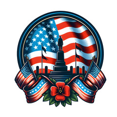 American flag vector illustration of Memorial Day isolated on transparent background