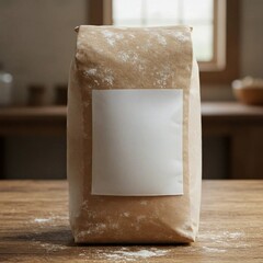 Flour Bag: Rustic Kraft Paper Packaging with Blank Label