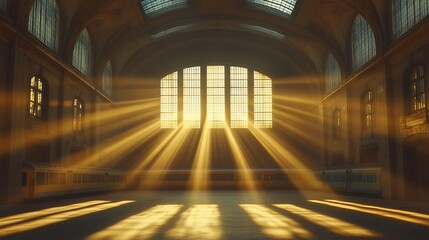 Obraz premium Sunlight Streams Through Train Station Windows
