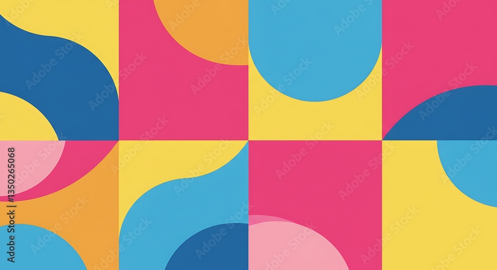 Poster geometric pattern with bright colors and abstract shapes in minimalist style