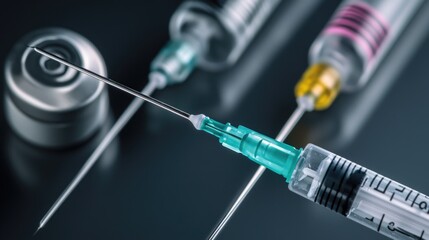 A detailed view of a syll with a needle, great for medical or educational use