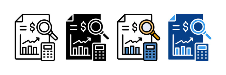 Cost Analysis  Icon Set Multiple Style Collection