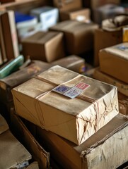 A collection of boxes stacked beside each other, ideal for representing storage or inventory management