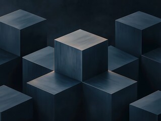 Dark Cubes Abstract Background. (1)