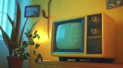 Retro TV, Room, Vintage, Yellow,  Nostalgia, Home Decor,  Evening,  Plant,  70s Style,  Interior Design