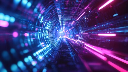 A mesmerizing display of dynamic neon wave patterns, glowing with blue and pink energy, symbolizing digital transformation, data flow, and AI-powered technology.