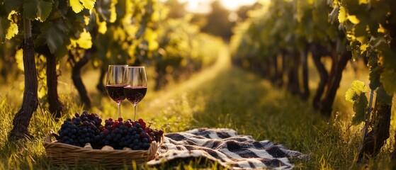 Fresh grapes arranged on a plate next to a glass of wine, perfect for a still life or food photography