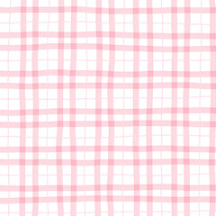 Pink Plaid Gingham Hand Drawn Background Pattern Overlay