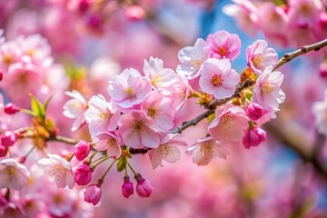 Obraz premium Close up branch with pink sakura blossoms.