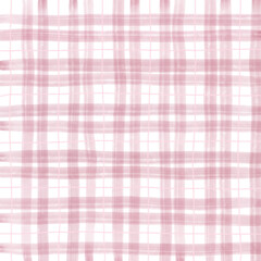 Pink Plaid Gingham Hand Drawn Background Pattern Overlay