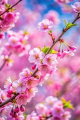 Fototapeta premium Close up branch with pink sakura blossoms.