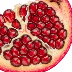 Pomegranate Slice: A Jewel-toned Close-up of Vibrant Seeds