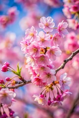 Fototapeta premium Close up branch with pink sakura blossoms.