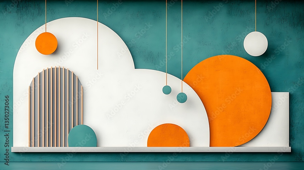 Poster abstract wall display with geometric shapes