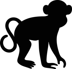 Monkey silhouette logo, wild primate vector icon for nature and wildlife design