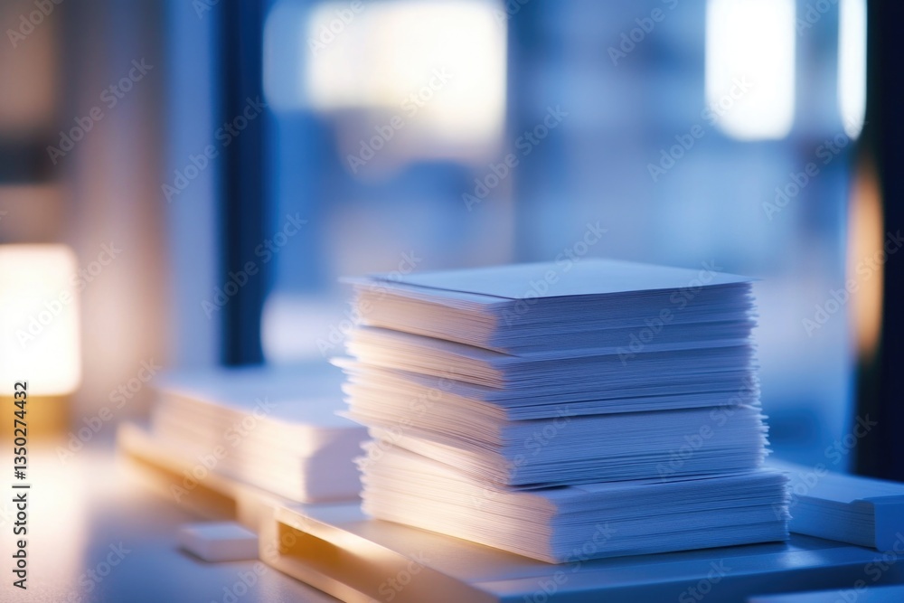 Poster papers stacked on top of a window sill