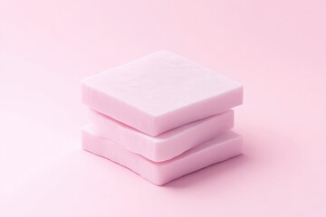 Stacked, light pink, square soap bars