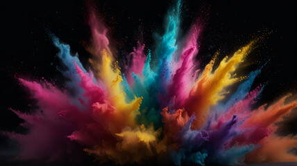 Colorful Powder Particles Scattering in the Air