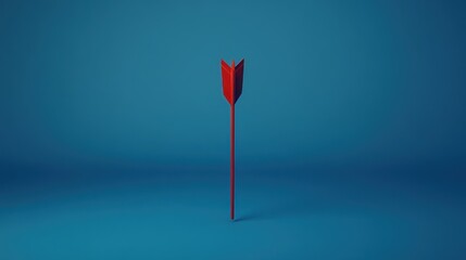 Red arrow pointing down, blue background, minimal design, target concept
