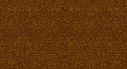 Ornate Brown Pattern with Floral and Leaf Design for Background Use
