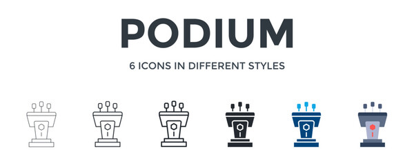 Podium  Icon In Different Style Vector Illustration. Designed In Thin Line, Regular Line, Bold Line, Glyph, Color Fill, And Flat Style Can Be Used For Web