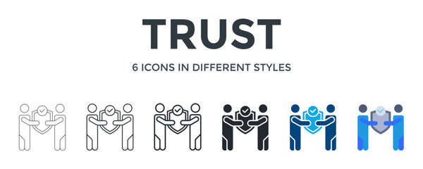 Trust  Icon In Different Style Vector Illustration. Designed In Thin Line, Regular Line, Bold Line, Glyph, Color Fill, And Flat Style Can Be Used For Web
