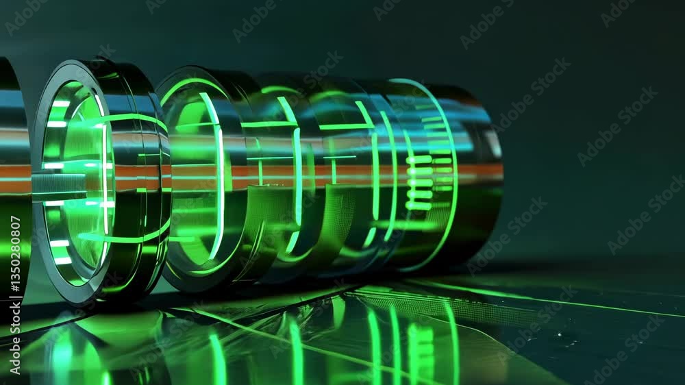 Aufkleber futuristic green energy core: abstract 3d render of a high-tech power source