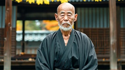Zen Master in Autumn Temple - Powered by Adobe
