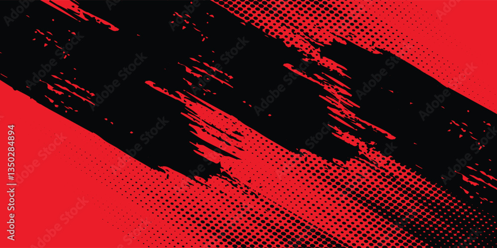 Poster black and red abstract grunge background with halftone style vector eps10