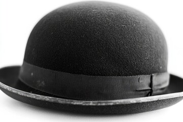 Fototapeta premium A classic black bowler hat with a black band, perfect for formal events or vintage-inspired photography