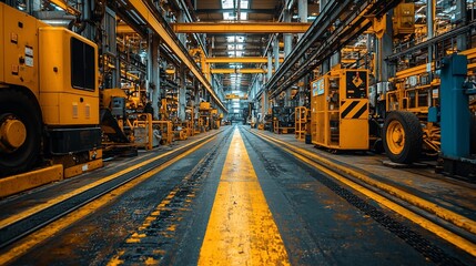 Industrial Facility Interior with Heavy Machinery