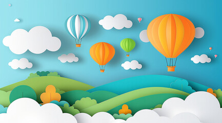 Fototapeta premium spring landscape with clouds
