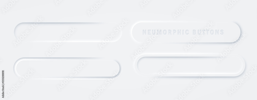 Poster search bars. white buttons in neomorphism. aesthetic neumorphism style user interface components in 