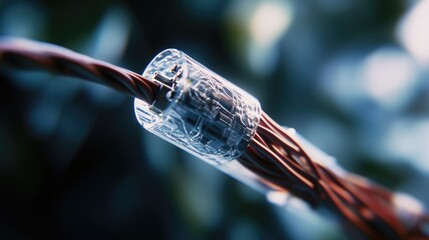 A close-up shot of a wire with a plastic cover, useful for technical or industrial photography