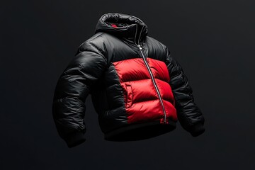 Stylish Black and Red Puffer Jacket